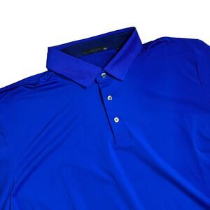 Greyson Shirt Mens XXL Blue Solid Polo Golf Stretch Preppy Wolf Button Spandex